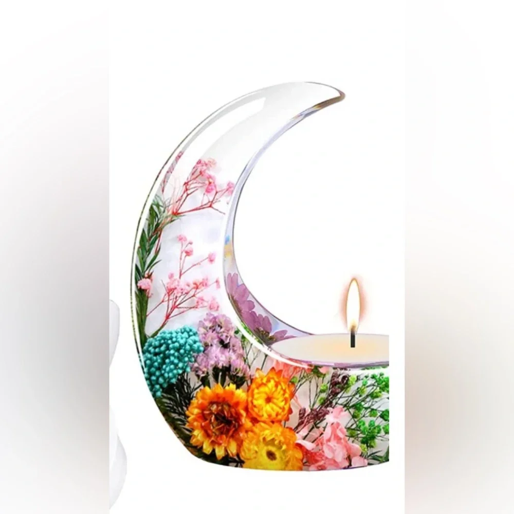 Candle Base 3D Moon Candlestick resin DIY Crystal Resin Half Moon home decor